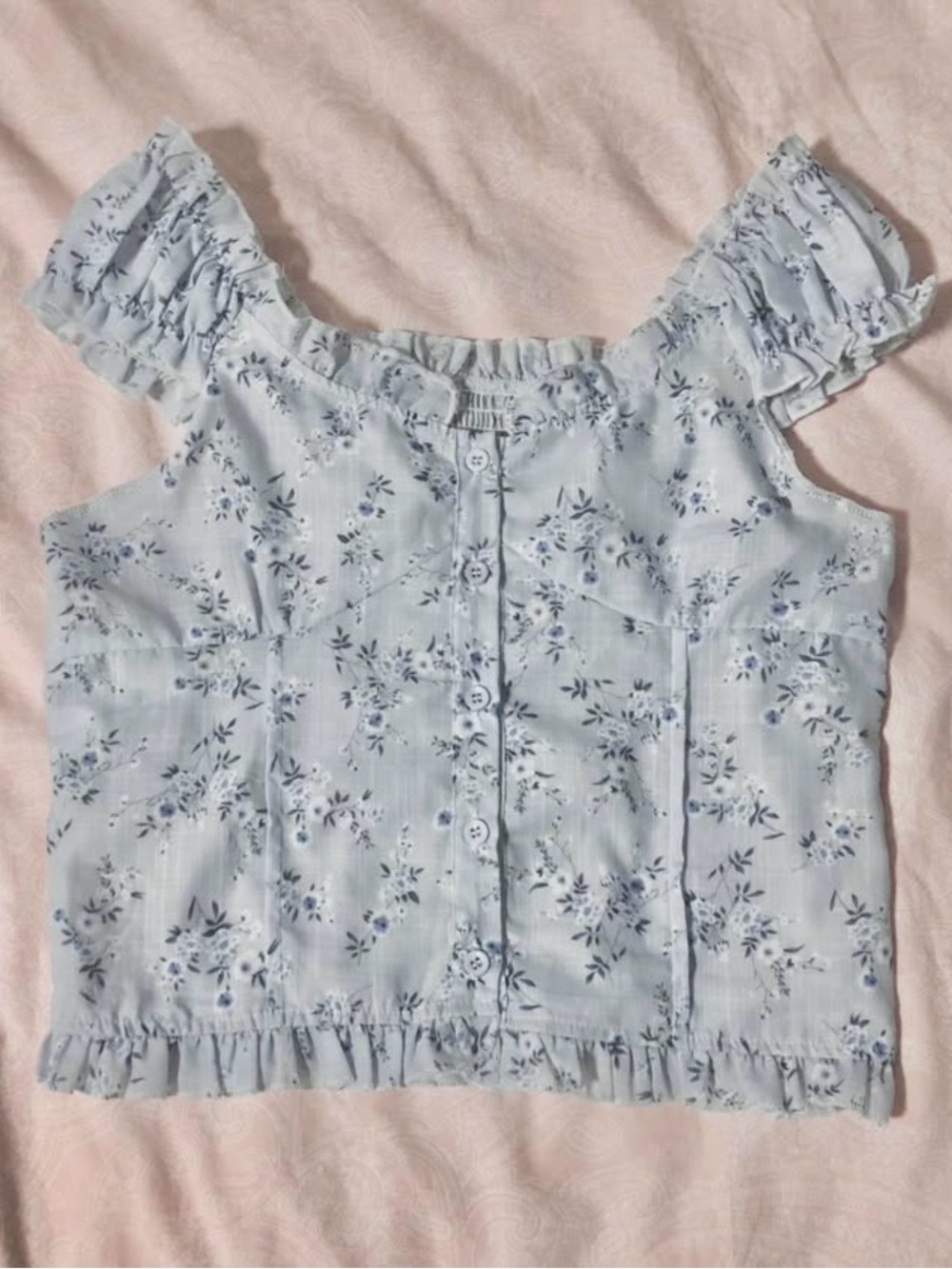 Gorgeous Light Blue Floral Milkmaid Top